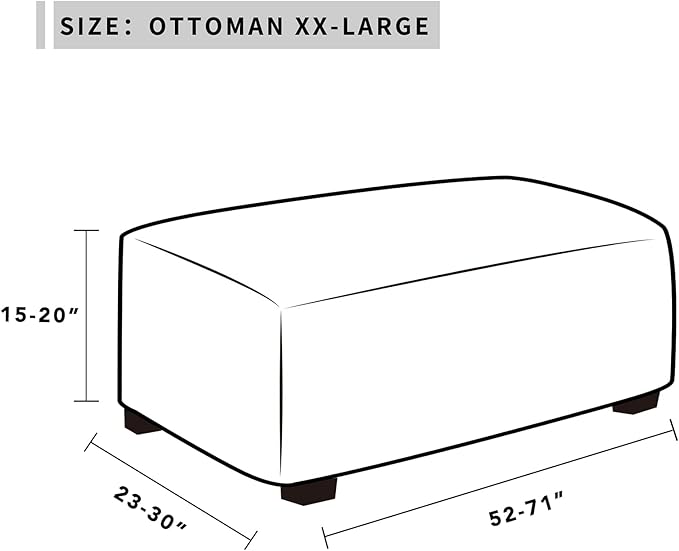 Easy-Going Stretch Ottoman Cover Folding Storage Stool Furniture Protector Soft Rectangle Slipcover with Elastic Bottom (Ottoman XX-Large, Coffee)