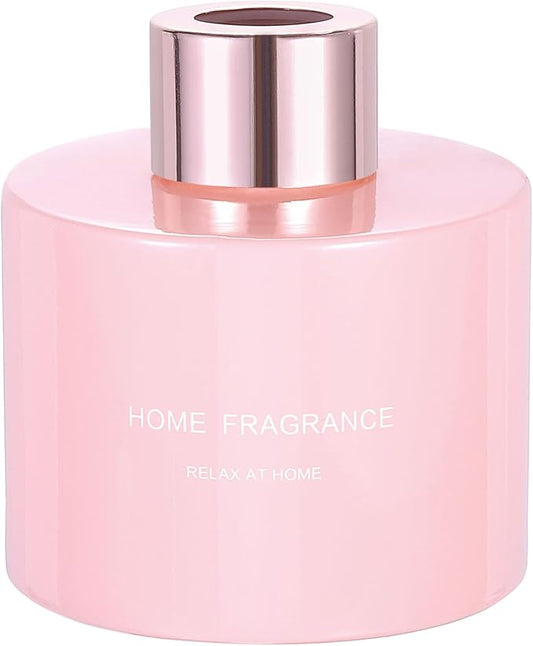 HARFINGTON Empty Glass Diffuser Bottle 140ml/4.7oz Refillable Fragrance Accessories Aromatherapy Jar Container for Replacement Reed Diffuser DIY Home Bathroom Pink with Gold Tone Cap
