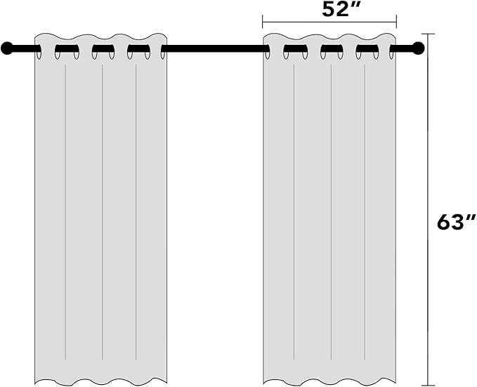 PrinceDeco Linen Curtains 63 inches Long for Bedroom Rod Pocket Curtains Modern Farmhouse Coastal Decor Elegant & Casual Curtains for Dining Room Office, 2 Panel Set,Ivory