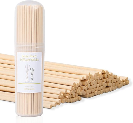 Reed Diffuser Sticks - Reed Sticks -Diffuser Refills - Essential Oil Aroma Diffuser Sticks Rattan Wood Replacement for Aroma Fragrance 120 PCS(19cm*3.5mm Beige Color)