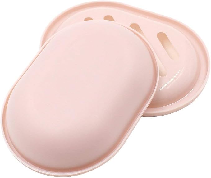 TOPSKY 2-Pack Soap Dish with Drain, Soap Holder, Soap Saver, Easy Cleaning, Dry, Stop Mushy Soap (Pink)