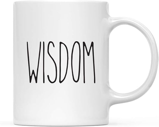 Andaz Press Rustic Farmhouse Kitchen Decor 11oz. Ceramic Coffee Tea Mug, Wisdom, 1-Pack, Includes Gift Box, Minimalist Birthday Idea