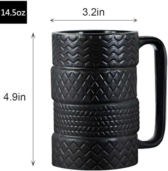 Ceramic Tire Coffee Mug for Men Gifts from Daughter Son Novelty Tea Mug for Dad Birthday Christmas Holiday Housewarming Mechanic Gifts for Car Lovers