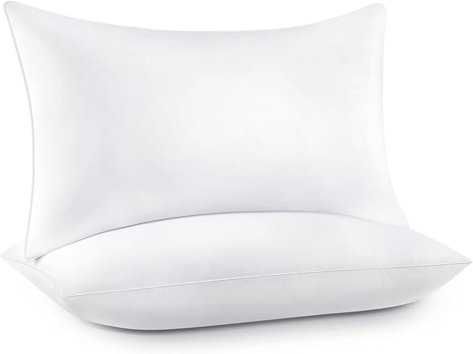 Bed pillows for sleeping, Down alternative pillows,White,Microfiber filled, King pillow set of 2,20 x 36 Inches,Super soft,Hotel collection,King size pillows for back,stomach or side sleepers