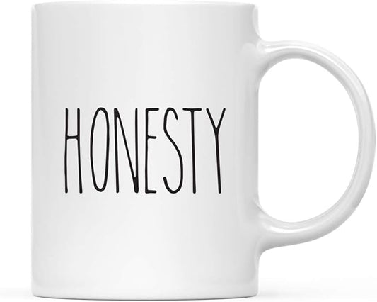 Andaz Press Rustic Farmhouse Kitchen Decor 11oz. Ceramic Coffee Tea Mug, Honesty, 1-Pack, Includes Gift Box, Minimalist Birthday Idea