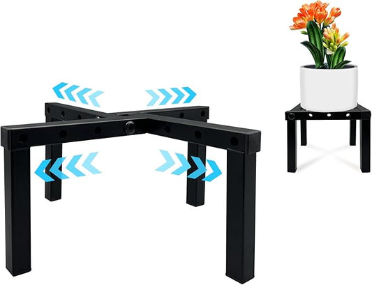 Four Legs Adjustable Metal Plant Stand for 5"-10" Plant Pot – Indoor & Outdoor (Black, 1 Pack)