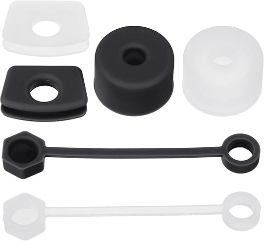 PATIKIL Silicone Spill Stopper for Straw Cup 2.0 40oz/ 30oz, Set of 6 Tumbler Accessories Including 2 Straw Cover Cap, 2 Square Spill Stopper and 2 Round Leak Stopper, Clear/Black