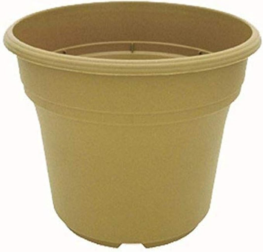 The HC Companies Panterra Round Planter Decorative 6-Inch Plastic Pot Planter for Outdoor Plants | Sandstone (PA.06000E26)