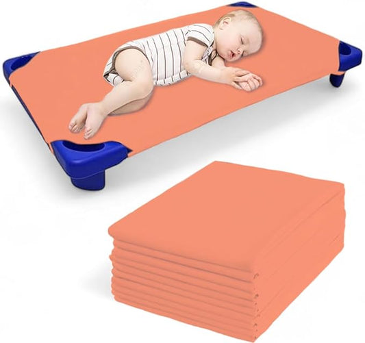 Pack of 24 Cot Sheet for Daycare Preschool Cot Bed -Polyblend Fabric with Corner Elastic Cots Sheets Fits On 22" X 40" Inches Size Toddler and Preschool Daycare Cot Tango 22 X 40 Size
