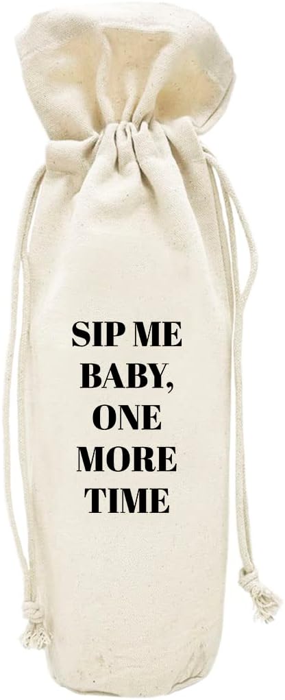 Andaz Press Mothers Day Wine Bag, Sip Me Baby, One More Time, Mothers Day Wine Bottle Cover, Mother's Day Gifts, Canvas Wine Gift Bag Champagne Bottle Bag Wine Bags For Wine Bottles Gifts 1-Pack
