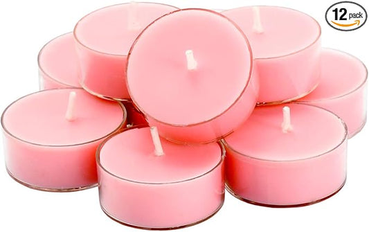 DEYBBY Natural Scented Soy Wax Tealight Candles Bulk, Romantic Rose Aromatherapy Luxury Tea Candle Set of 12-4 Hour Burn Time|Great for Valentine's Day, Birthday