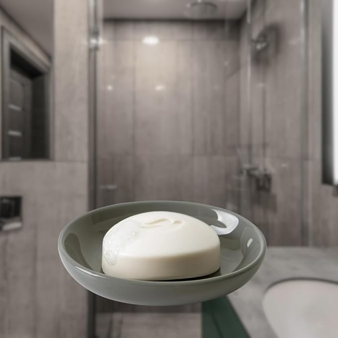 SEDLAV Ceramic Soap Dish, Soap Dish, Soap Holder, Bar Soap Holder, Bathroom Soap Holder (Gray)