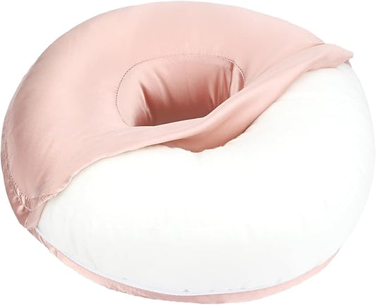 Silky Ear Piercing Pillows with Holes Removable Pillowcase Washable Donut Pillow for Ear Pain Side Sleeping Cartilage CNH Pressure Sore Tinnitus Headphones Relief Guard Protector Coral