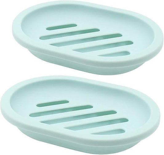 Topsky 2-Pack Soap Dish with Drain, Soap Holder, Soap Saver, Easy Cleaning, Dry, Stop Mushy Soap (Green)