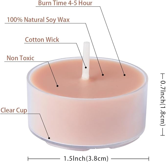 DEYBBY Natural Velvet Wood Scented Soy Wax Tealight Candles Bulk, Aromatherapy Luxury Tea Candle Set of 12-4 Hour Burning Great Gift