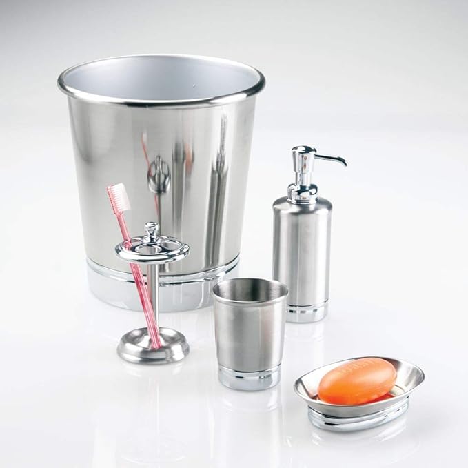 iDesign York Metal Soap Saver, Holder Tray for Bathroom Counter, Shower, Kitchen, 4" x 5.5" x 1.5", Brushed Stainless Steel