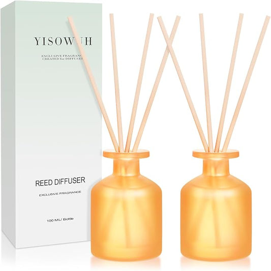 Reed Diffuser - Citrus 3.38oz (100ml) 2 Pack Essential Oil Reed Diffuser Set with 8 Sticks, Long Lasting Fragrance for Home, Bathroom, Bedroom, Room, Decor, Gifts