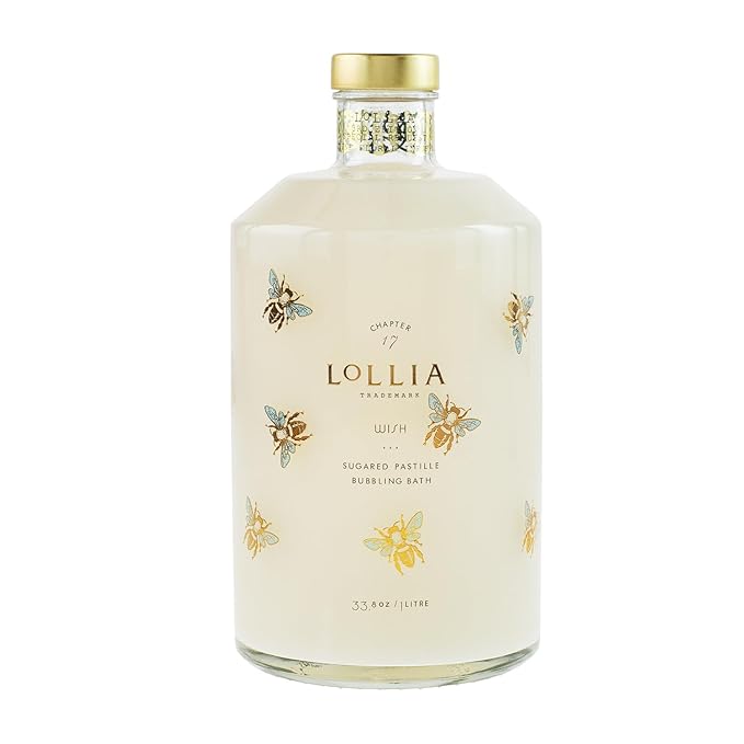 Lollia Wish Bubble Bath, 33.8 fl. oz. – Sugared Pastille Scent – Gentle & Moisturizing Bubble Bath, Hydrating Ingredients, Scented for Women