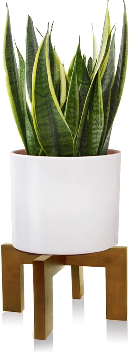 Gendral Forwepup Wood Plant Stand, Mid Century Modern Planter Stand Rattan Flower Pot Stand, Low Short Plant Stands Indoor - Boho Rustic Wooden Stool for Plant Pot Holder, Fit 5-15 Inch Pot