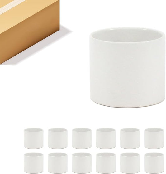 WGVI Matte White Ceramic Cylinder Vase Width 5.5" Height 5", Flower Arrangements, Candle Holder, Terrarium Planter Pot, Storage Container Organizer, Pen Brush Holder, Tabletop Decor, Bulk, 12 Pcs