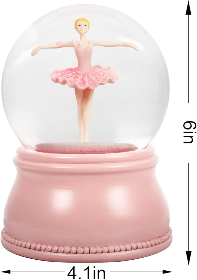 Ballerina Snow Globes for Girls - Christmas Music Snowglobes, Rotating Musical Water Globe, Kids Snow Globes, Ballet Dance Recital Gifts for Girls, Daughter, Granddaughter
