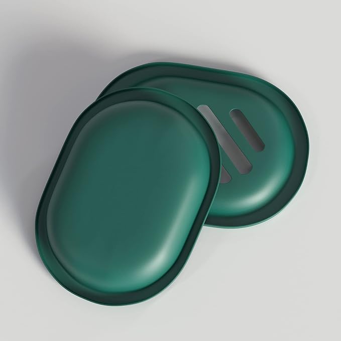 Topsky 2 Pcs Soap Dish for Shower, Double Layer Draining Soap Savers with Drip Tray - Dark Green