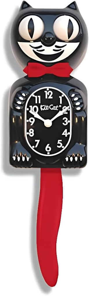 Kit Cat Klock Gentlemen (Crimson Royale) - Retro Cat Clock with Moving Eyes and Tail, Battery Operated, Made in USA