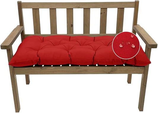 Outdoor Bench Cushion, Waterproof Swing Cushion Bench Seat Cushion, Swing Chair Replacement Seat Pads Cushion Pillow for Lounger Garden Furniture Patio Metal Wooden Bench (Red, 47.24x20in)