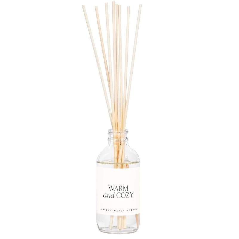 Sweet Water Decor Warm and Cozy Reed Diffuser Set - Orange, Cinnamon, Clove, and Pine Fall and Winter Scented Diffuser - Scent Diffusers for Home, Long Lasting Fragrance, Made in the USA