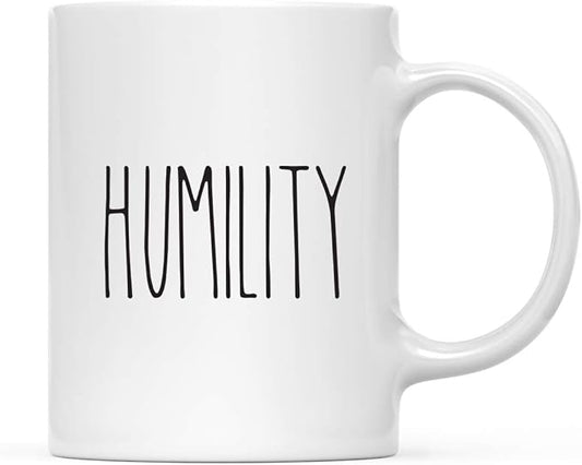 Andaz Press Simple Rustic Farmhouse Kitchen Decor 11oz. Ceramic Coffee Tea Mug Gift, Humility, 1-Pack, Includes Gift Box, Minimalist Birthday Christmas Gift Ideas