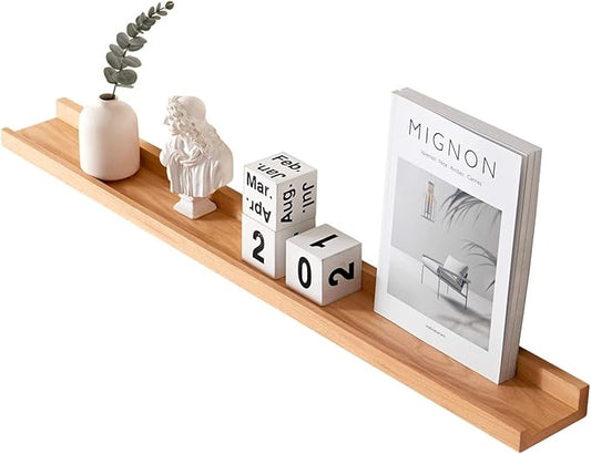 HOMWOO 36 Inch Floating Shelves Long Wall Shelf, Wall Mounted Natural Wood Picture Ledge Shelf for Living Room,Bedroom,Bathroom & Kitchen