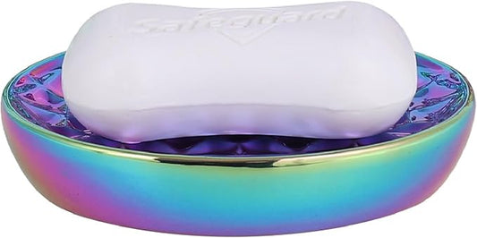 Soap Dish, Ceramic Soap Tray Soap Holder Container Box, Colorful Diamond Oval Soap Plate Case, Sponge Dish Scrubbers Tray Holder for Bathroom Vanity Shower Kitchen Sink Counter Top,Easy Clean