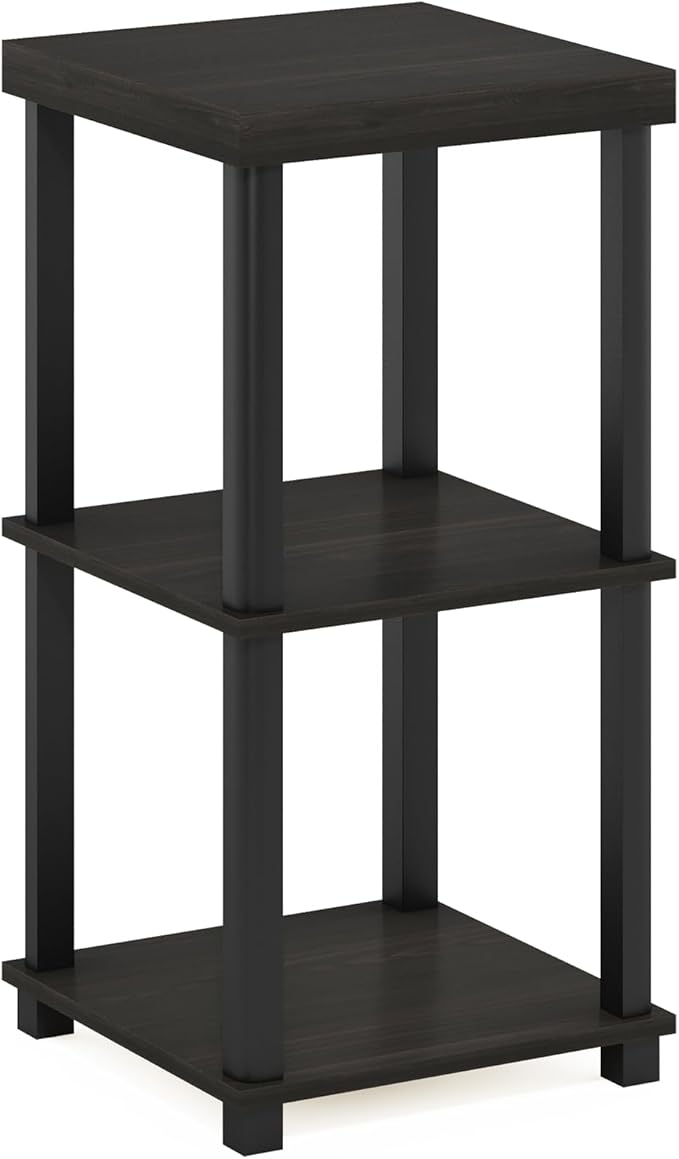 Furinno Turn-N-Tube Classic 3-Tier End Table, Side Table, Espresso/Black