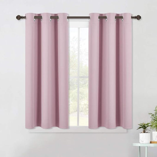 NICETOWN Blackout Curtain Panels for Girls Room, Nursery Essential Thermal Insulated Solid Grommet Top Blackout Drapes (Baby Pink=Lavender Pink, 1 Pair, 42 x 45 Inch)