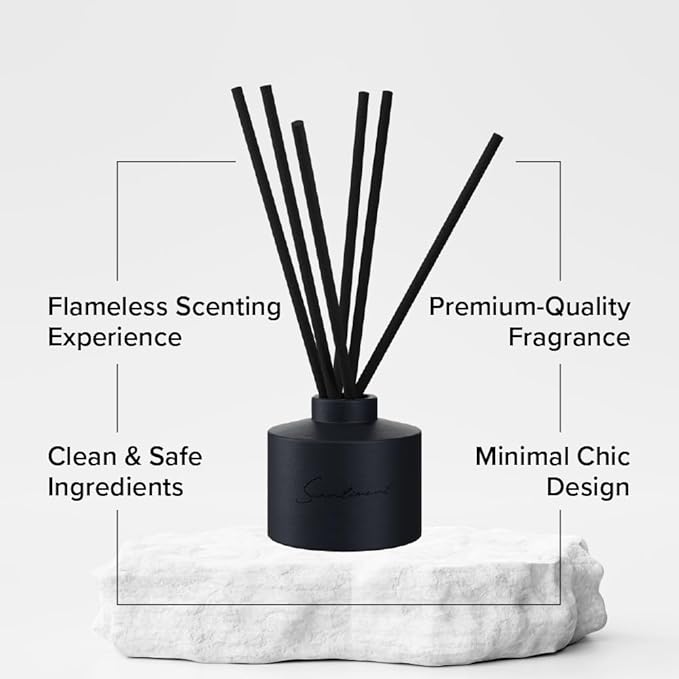 The One Reed Diffuser – Black Ceramic | 100ml | Long-Lasting Home Fragrance | Includes Reed Sticks & 120ml The One Reed Diffuser Oil