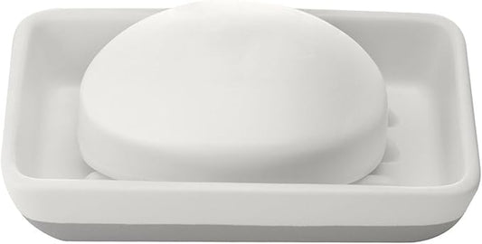 Full Circle Raise The Bar Ceramic Bathroom Soap Dish, White