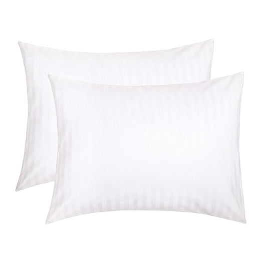 Toddler Pillowcases Set of 2, Hypoallergenic 14x19 Pillow Cover Fits Pillows Sized 13x18 or 14x19, 100% Soft Cotton Envelope Closure Kids Pillowcase for Sleeping, Machine Washable, White Stripe