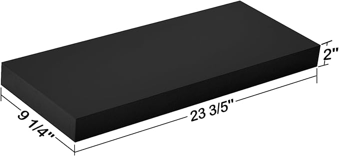 WELLAND 24 inch Black Mission Floating Shelves for Wall, Bathroom Wall Mount Shelves, Wood Modern Display Shelves, Book Shelves,for Bedroom,Living Room and Kitchen