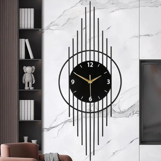 Wall Clock,Decorative Wall Clocks with Silent Quality Quartz Clock Battery Operated,Large Wall Clock for Living Room,Kitchen,Home,Bathroom,Bedroom Wall Decor,11.8x29.5inch,Black