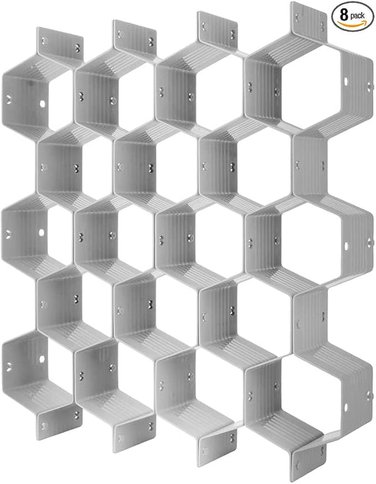 Poeland Drawer Divider Organizer Adjustable DIY Grid Honeycomb Drawer Divider for Underwear Belt Scarf Socks Gray