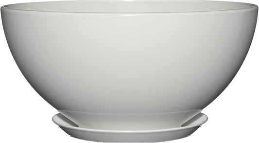 Classic Home and Garden Rosie Modern Planter w/Drainage - Contemporary Planter Bowls - Shallow Round Vases for Small Plants - Versatile Indoor & Outdoor Pots (10” Stark White)