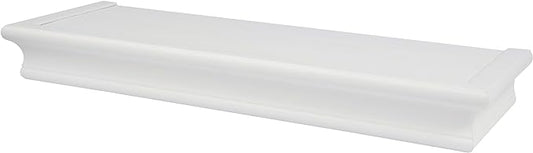 HIGH & MIGHTY 515654 Decorative 18" Floating Shelf Holds up to 15lbs, Easy Tool-Free Dry Wall Installation, Beveled, eCommerce Packaging, White