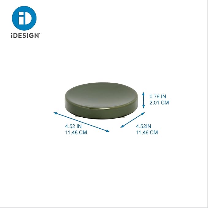 iDesign Ceramic Earth Collection Ceramic Bar Soap Dish, Moss