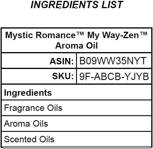 Mystic Romance My Way Zen Premium Home Fragrance Oil - for Aroma Oil Diffusers and Burner Oil Lamps (120ml, My Way Zen)