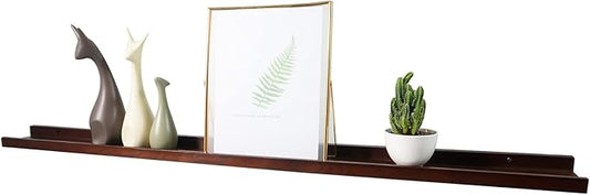 Long Floating Shelf 48 Inch Natural Wood Shelves for Bedroom, Rustic Display Books Picture Ledge Shelf for Wall Mounted, Solid Walnut Wood Shelf, Easy to Install, Walnut Color, 48 *4 *1.5 (1 Pack)