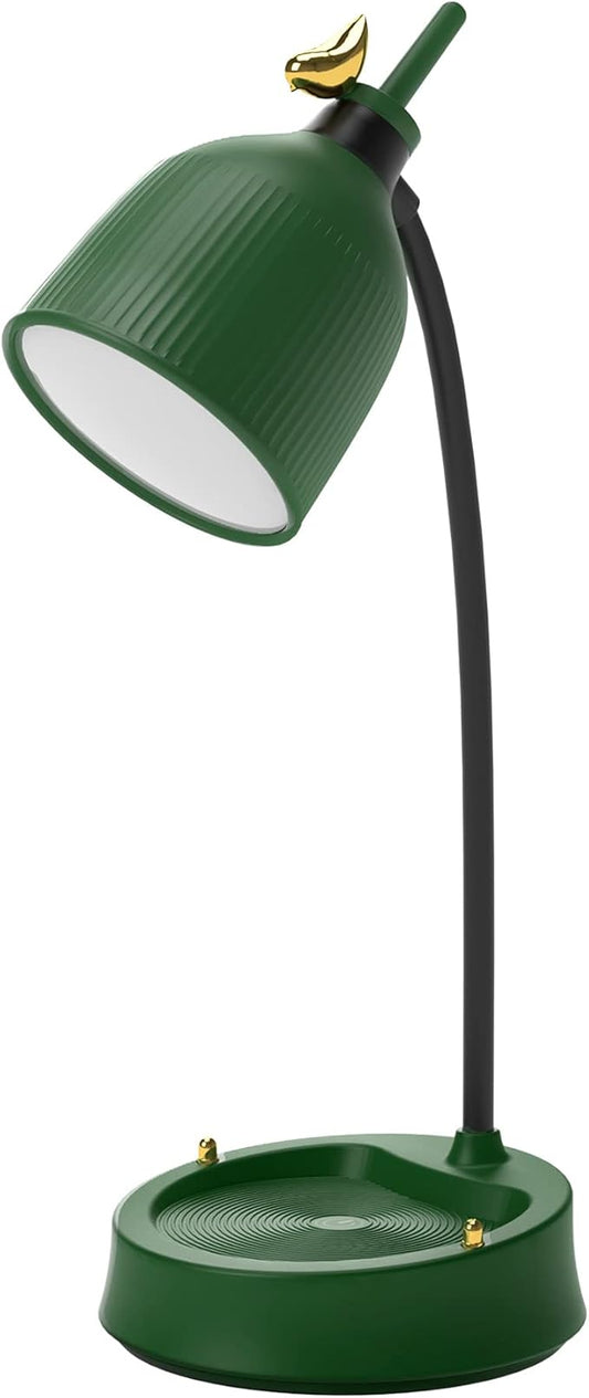 LED Desk Lamp Rechargeable Battery Cordless Table Light Adjustable Gooseneck Dimmable Touch Eye-Caring Night Light for Kids,Mini Cute Lamp for College Dorm Bedroom Reading (Green)