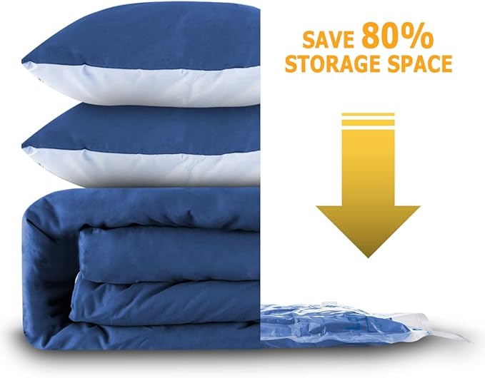 Vacuum Storage Bags 8 Large, Plastic Packaging Bags,Space Saver Sealer Bags, Airtight Compression Bags for Clothes, Pillows, Comforters, Blankets, Bedding