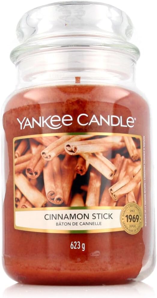Yankee Candle Cinnamon Stick Scented, Classic 22oz Large Jar Single Wick Candle, Over 110 Hours of Burn Time
