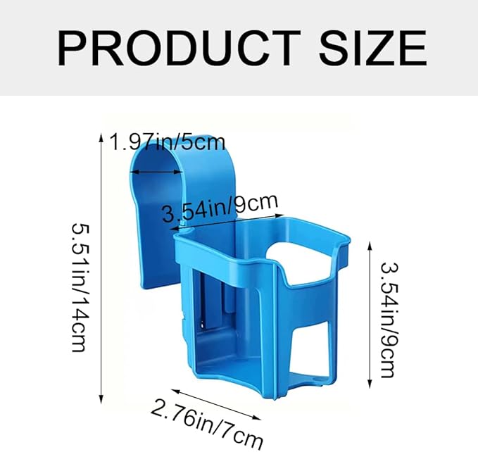 Poolside Cup Holder, Multipurpose Pool Drink Holder, Stainless Steel Water Bottle Holder, Self-Cleaning Plastic, Indoor and Outdoor, Blue