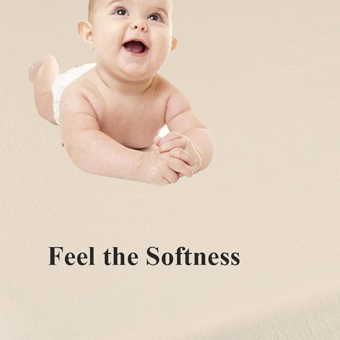 Muslin Square Playard/Playpen Fitted Sheets, Perfect for 36 X 36 Inch Portable Playard Soft 100% Cotton Beige & Blush